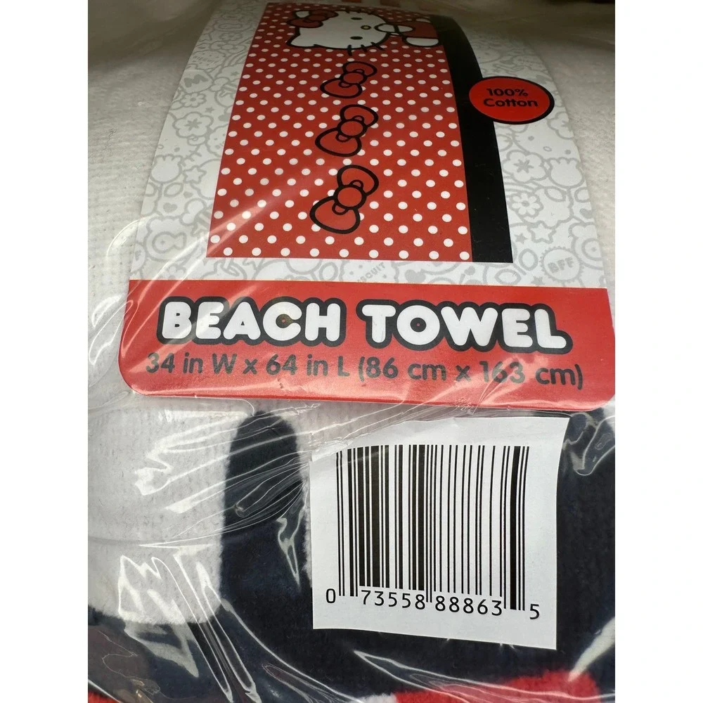 Hello Kitty Beach Towel Red White Polka Dot‎ Cotton Kids